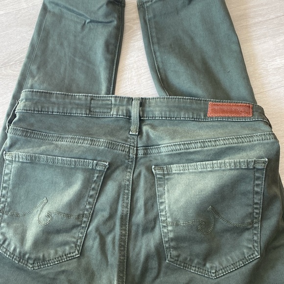 Women's AG Dark Olive Green mid-rise cigarette jeans/skinnies. Soft fabric. - Picture 6 of 8